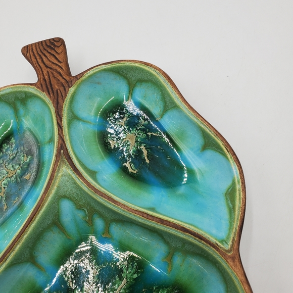 Vintage 1960's Treasure Craft Pottery USA Green Leaf Serving Dish - Picture 4 of 11
